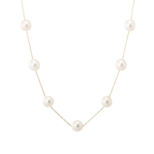 ペルラジオーネ　１８Ｋ　クリームピンクカラー　国産アコヤパール　ステーションネックレス