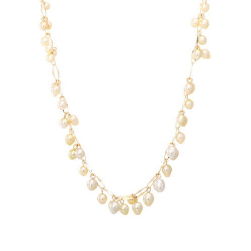 ペルラジオーネ　１８Ｋ＆１４Ｋ　無調色ゴールデン　ベビーアコヤパール　ツボミネックレス