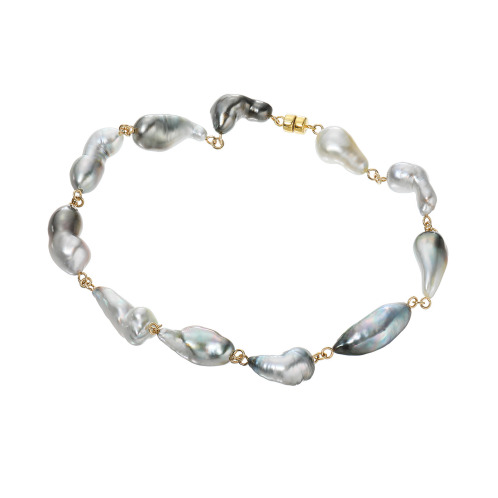 ペルラジオーネ　１４Ｋ　黒蝶ロングケシパール　デザインブレスレット