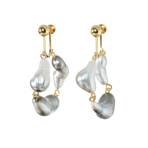 ペルラジオーネ　１８Ｋ　黒蝶ロングケシパール　イヤリング