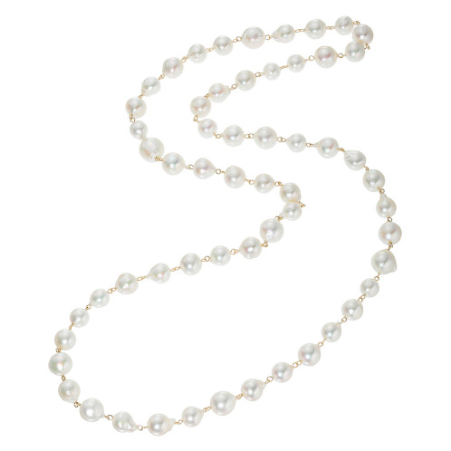ペルラジオーネ　１４Ｋ　国産無調色　アコヤバロックパール　ロングネックレス