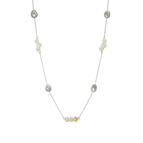 ペルラジオーネ　１４Ｋツーカラーゴールド　黒蝶ケシパール＆　無調色ベビーアコヤパール　クレオパトラデザイン　ネックレス