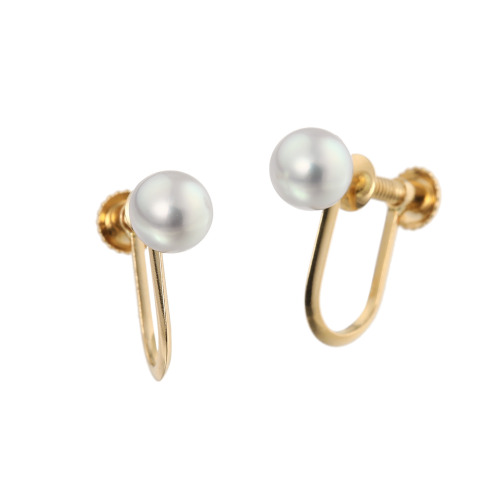 ペルラジオーネ　１８Ｋ　無調色　ナチュラルブルーグレー　アコヤパール　スタッドイヤリング