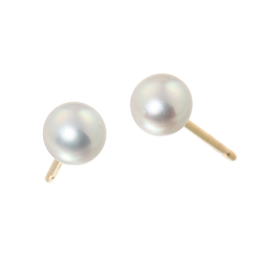 ペルラジオーネ　１８Ｋ　無調色　ナチュラルブルーグレー　アコヤパール　スタッドピアス