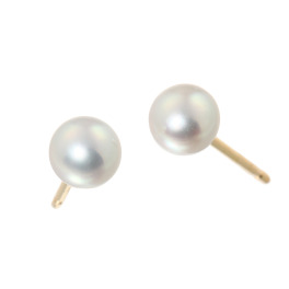 ペルラジオーネ １８Ｋ 無調色 ナチュラルブルーグレー アコヤパール スタッドピアス