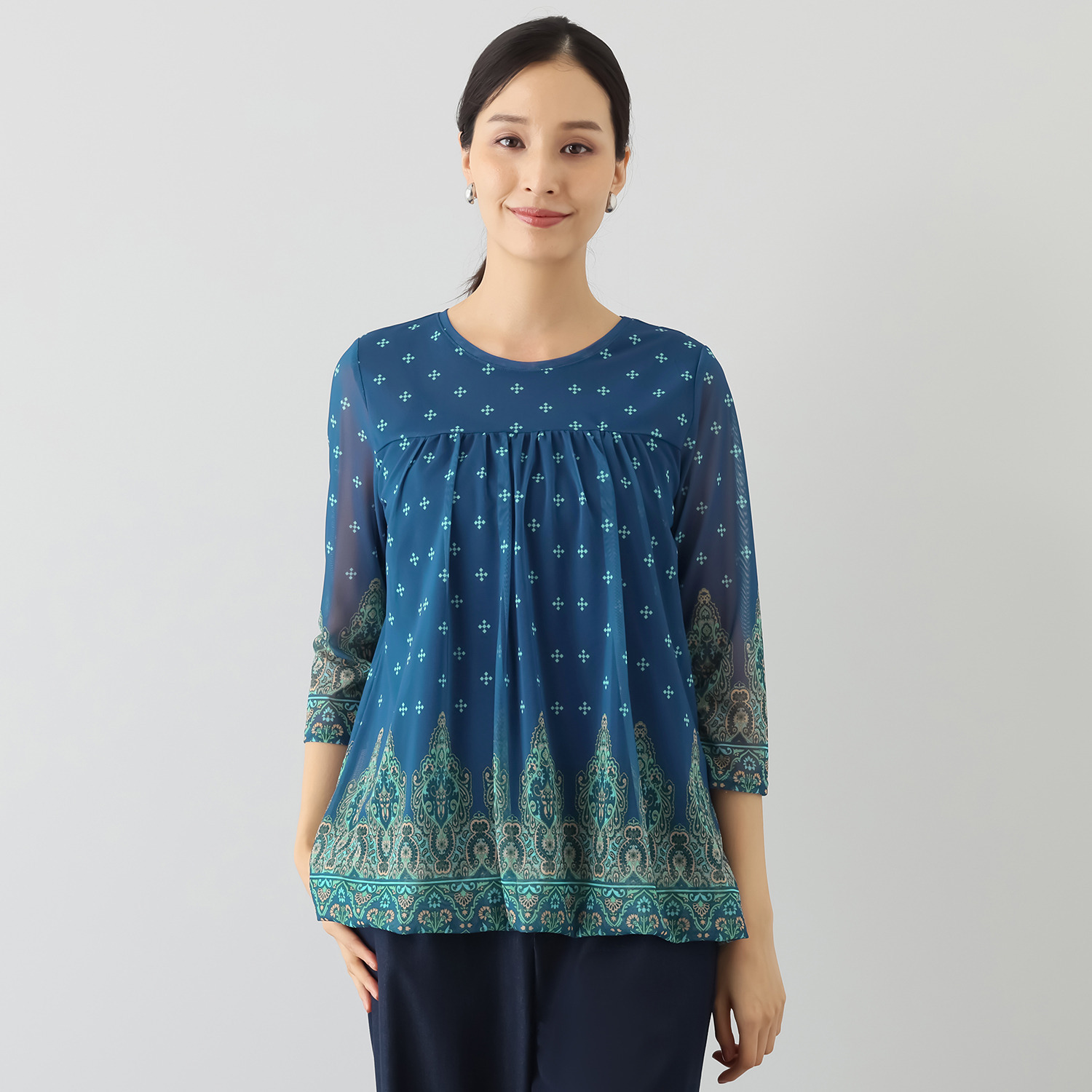 ダジュール 幾何学プリント バルーンチュニック