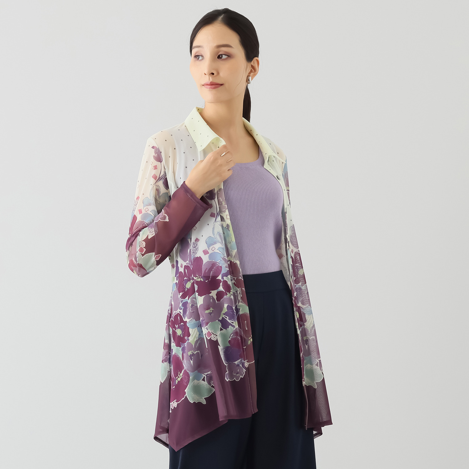 ダジュール パワーネット プリントブラウス