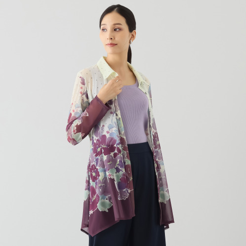 ダジュール　パワーネット　プリントブラウス