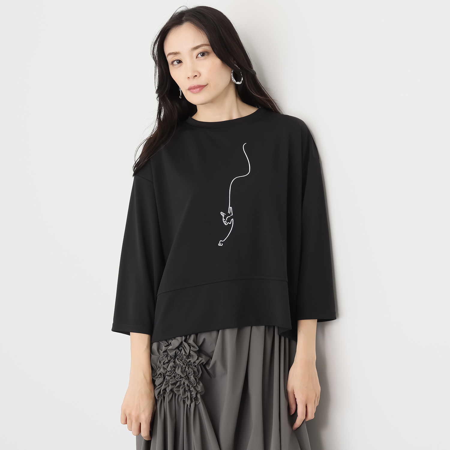 ベルポニー 刺しゅう加工入り ゆったりシルエット ジャージプルオーバー