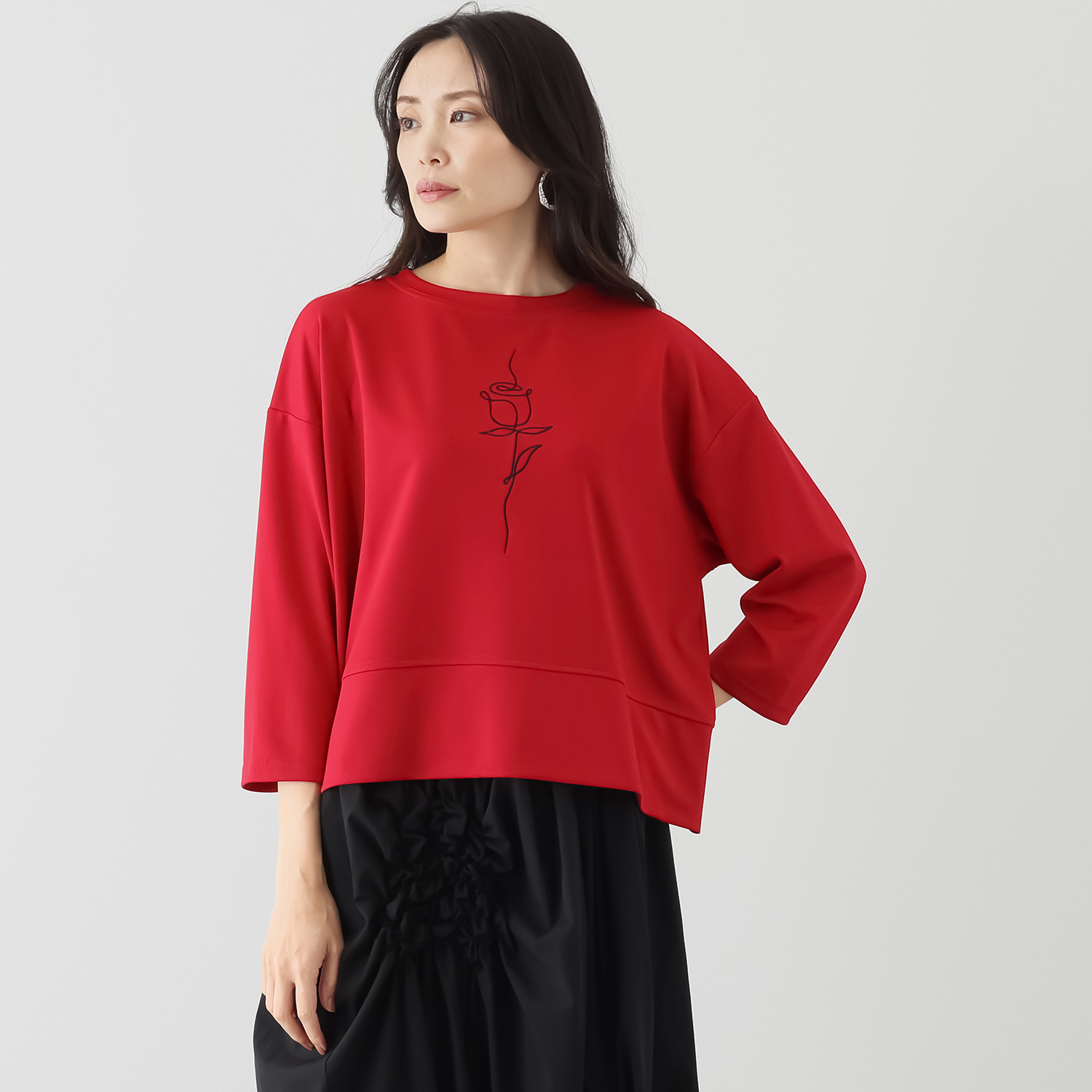 ベルポニー 刺しゅう加工入り ゆったりシルエット ジャージプルオーバー