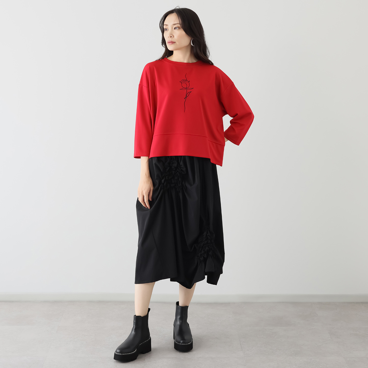 ベルポニー 刺しゅう加工入り ゆったりシルエット ジャージプルオーバー