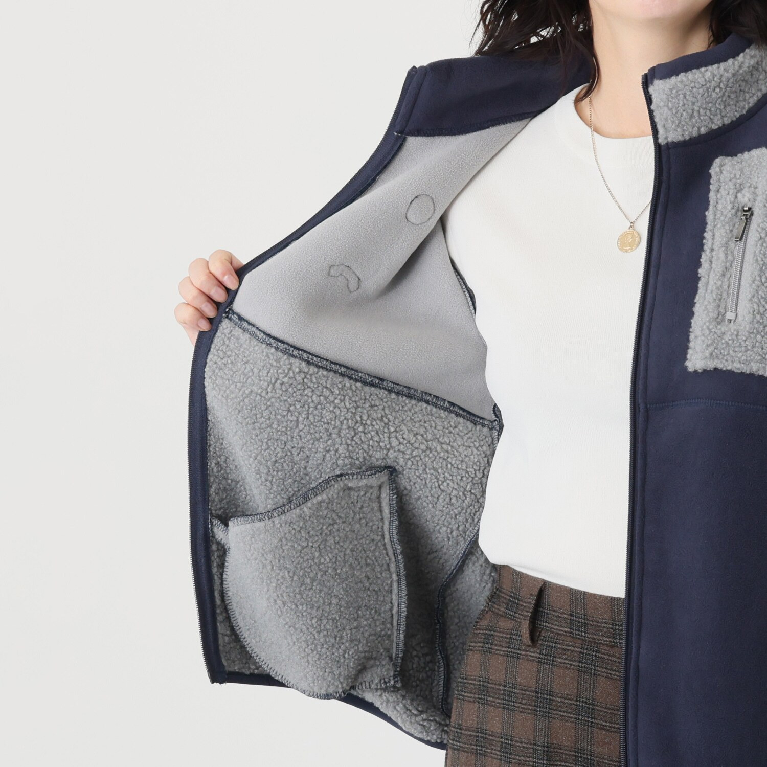 ハッシュパピー 異素材切替 ボアアクセント ジャケット