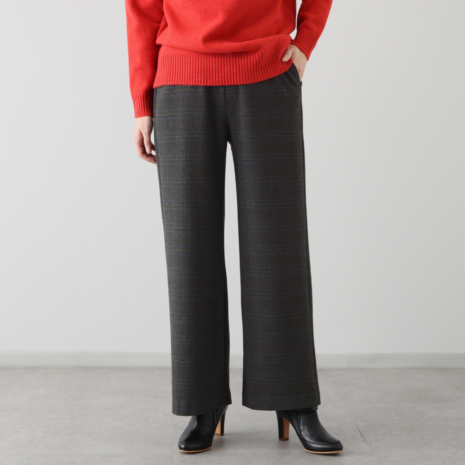 ハッシュパピー ウール調両面起毛 ワイドストレートパンツ