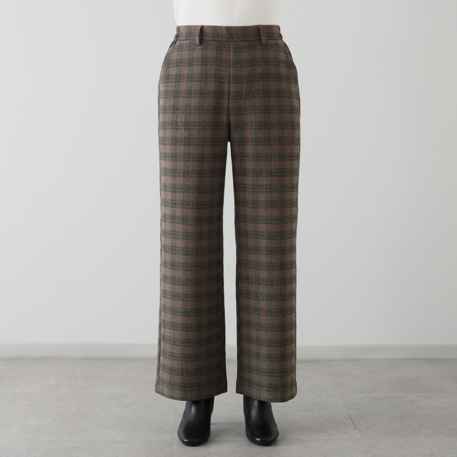 ハッシュパピー ウール調両面起毛 ワイドストレートパンツ