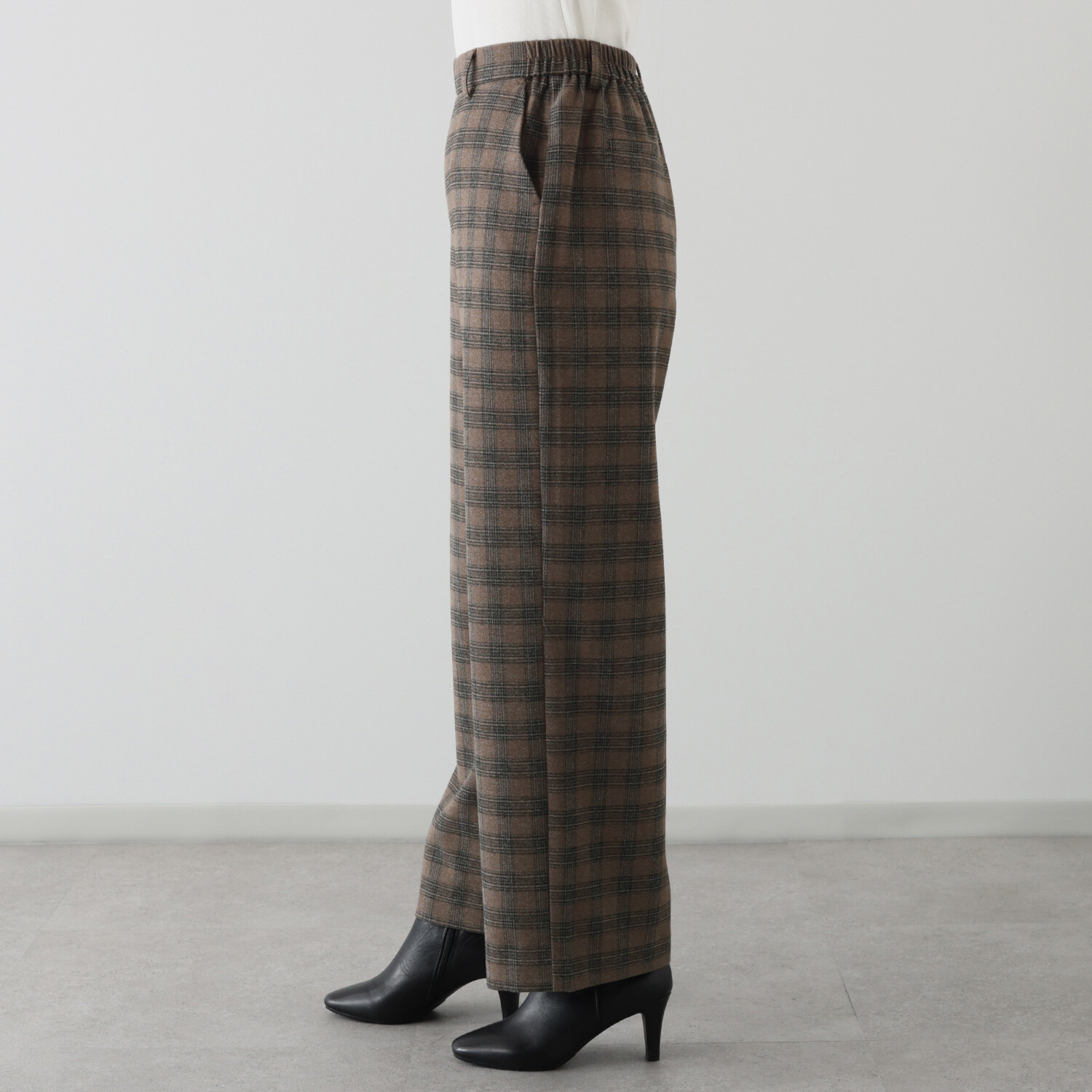 ハッシュパピー ウール調両面起毛 ワイドストレートパンツ