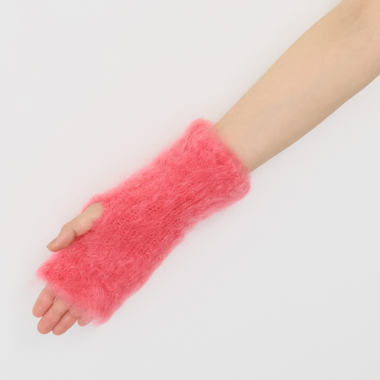 アデルズ　モヘヤ 南アフリカ製 キッドモヘヤ混 ふわふわエアリー 指出しミトン ＜プレーン＞