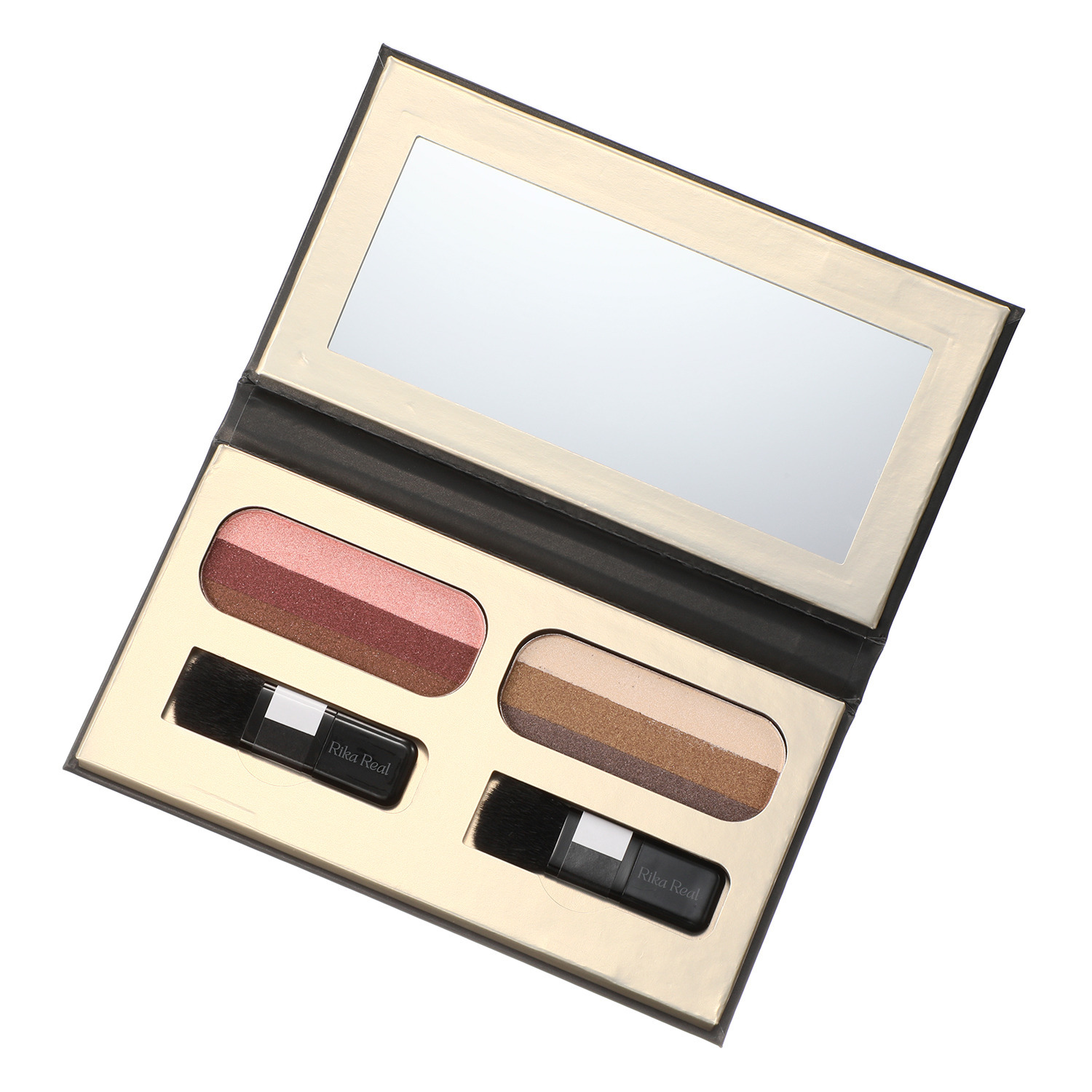 リカリアル １秒グラデーション アイシャドウ ＜ウッドブラウン／ 　シマーブラウン＞＆ マルチハイライター ＜オーロラピンク／ 　オーロラゴールド＞