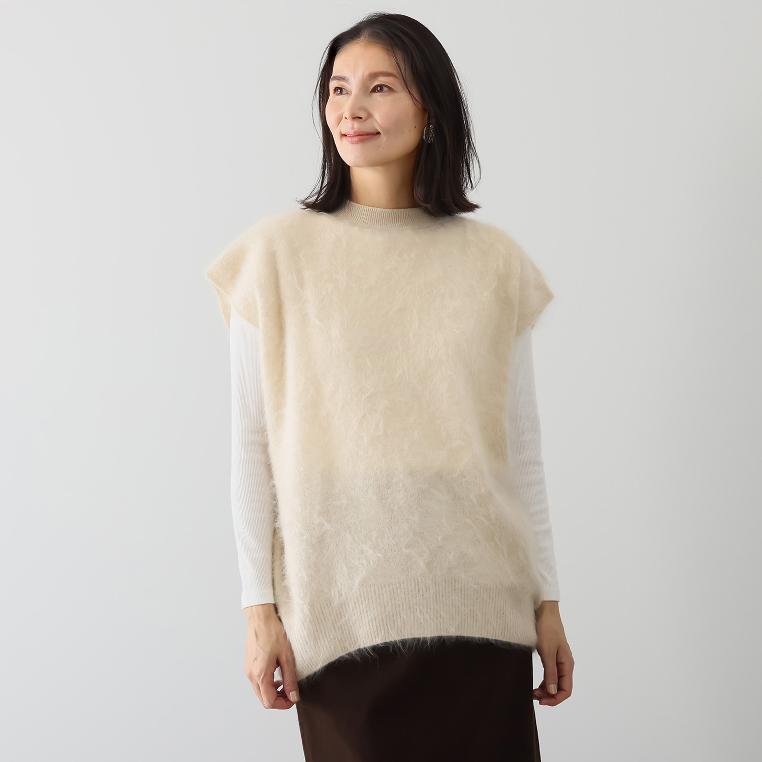 カシミコ 日本製 カシミヤ１００％ ファー加工ベスト