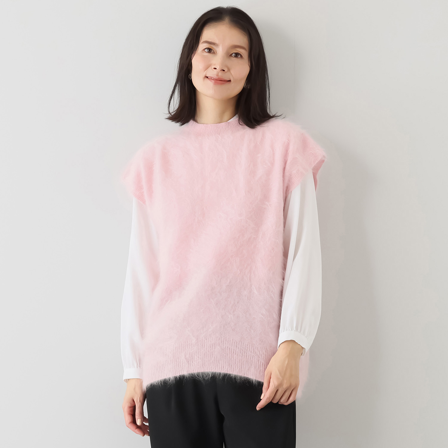 カシミコ 日本製 カシミヤ１００％ ファー加工ベスト