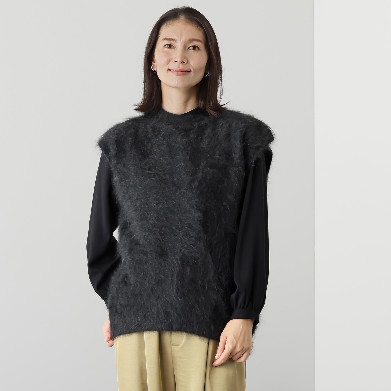 カシミコ 日本製 カシミヤ１００％ ファー加工ベスト