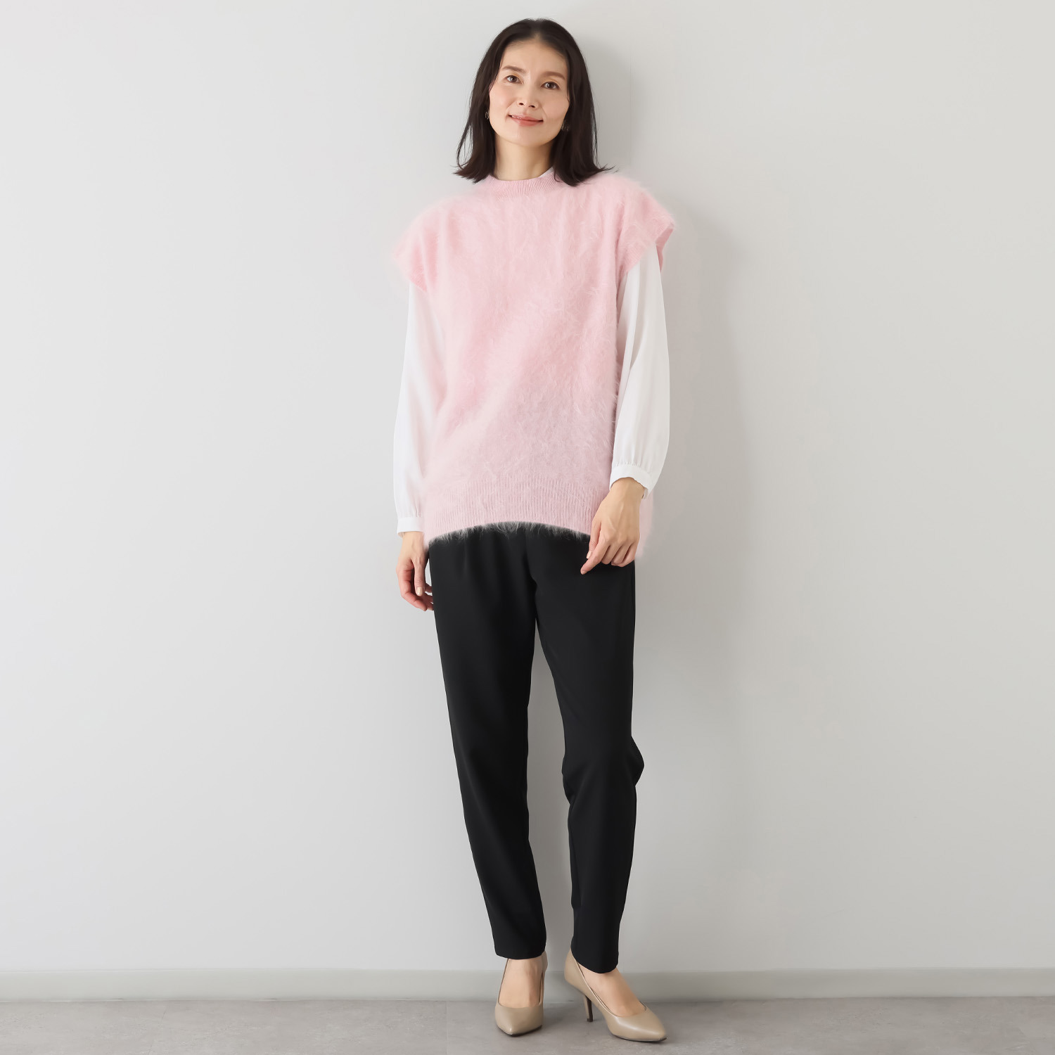 カシミコ 日本製 カシミヤ１００％ ファー加工ベスト