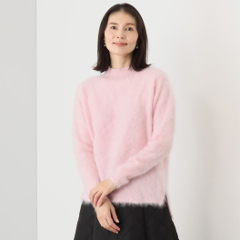 カシミコ 日本製 カシミヤ１００％ ファー加工 ハイネックプルオーバー