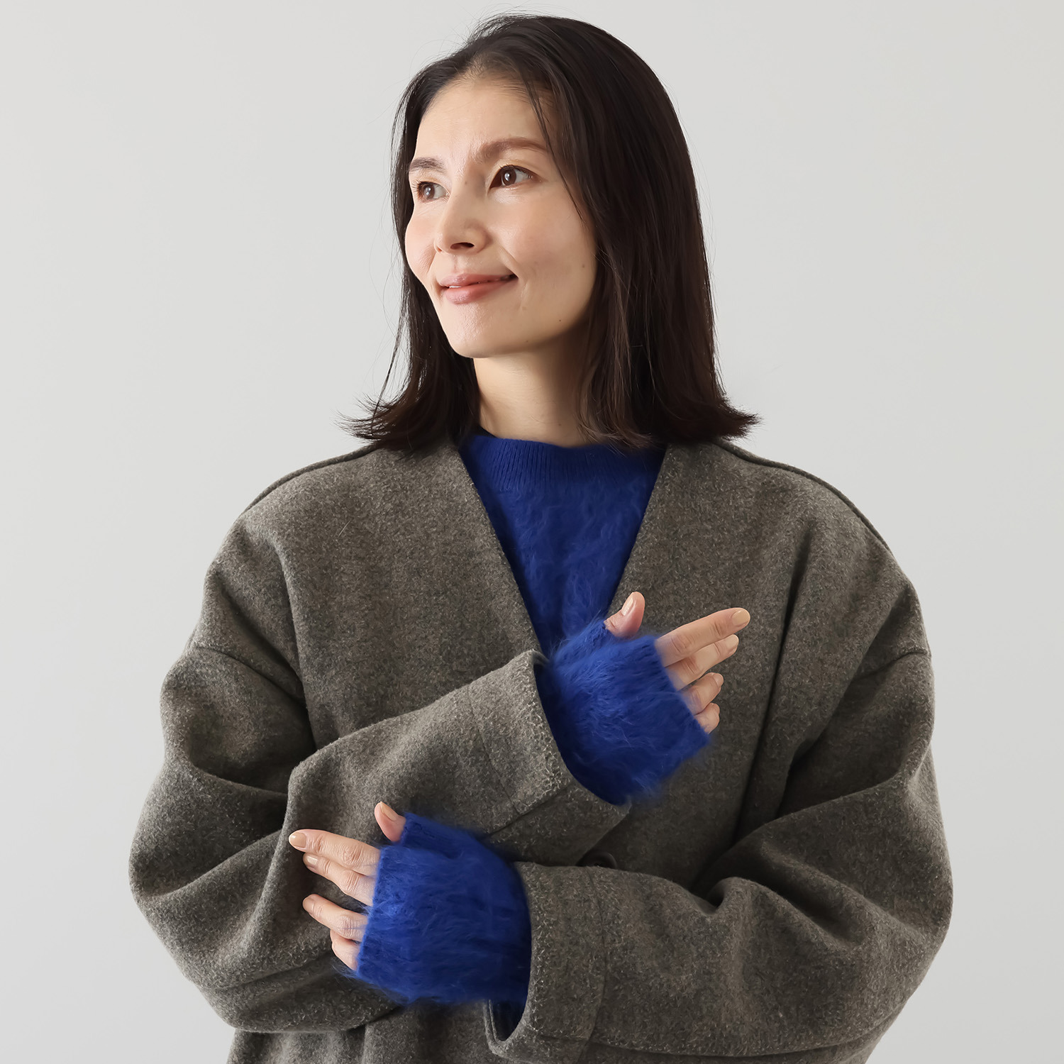 カシミコ 日本製 カシミヤ１００％ ファー加工手袋