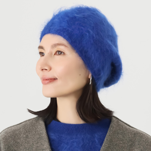 カシミコ　日本製　カシミヤ１００％　ファー加工ベレー帽