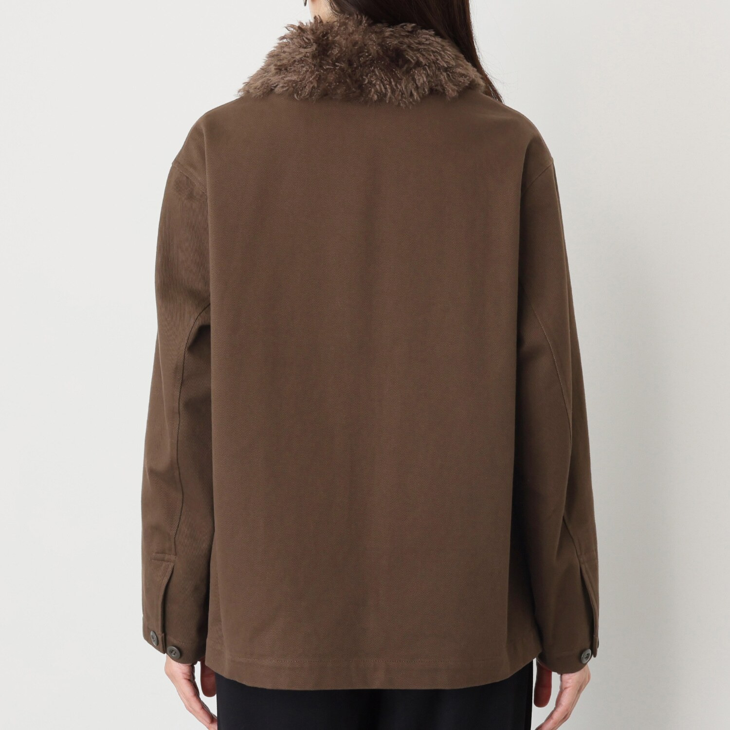 シャビージェンティール フェイクファー付 カジュアル カバーオールジャケット