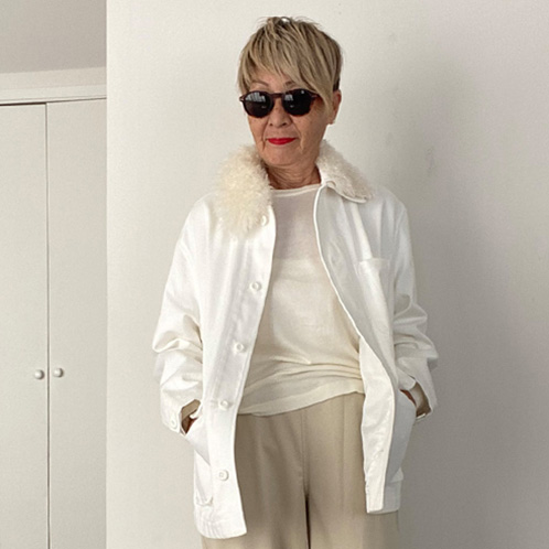 シャビージェンティール フェイクファー付 カジュアル カバーオールジャケット