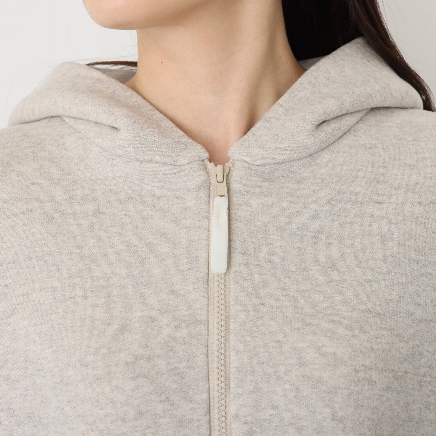 シャビージェンティール 両面起毛裏毛 カンガルーポケット付 フロントジップアップ パーカー