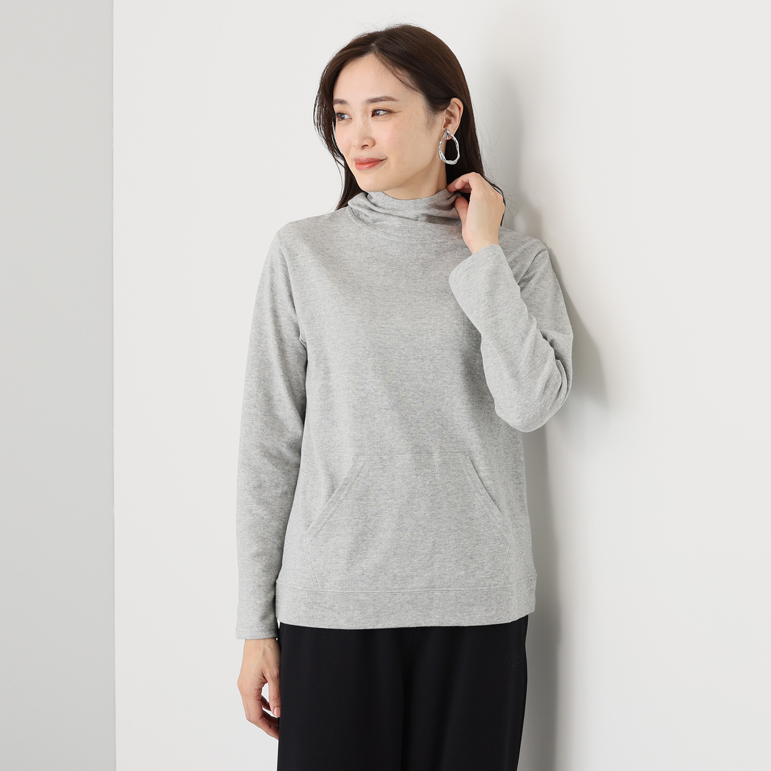 シャビージェンティール ガーゼ調裏毛 カンガルーポケット付 ひもなし フーディープルオーバー