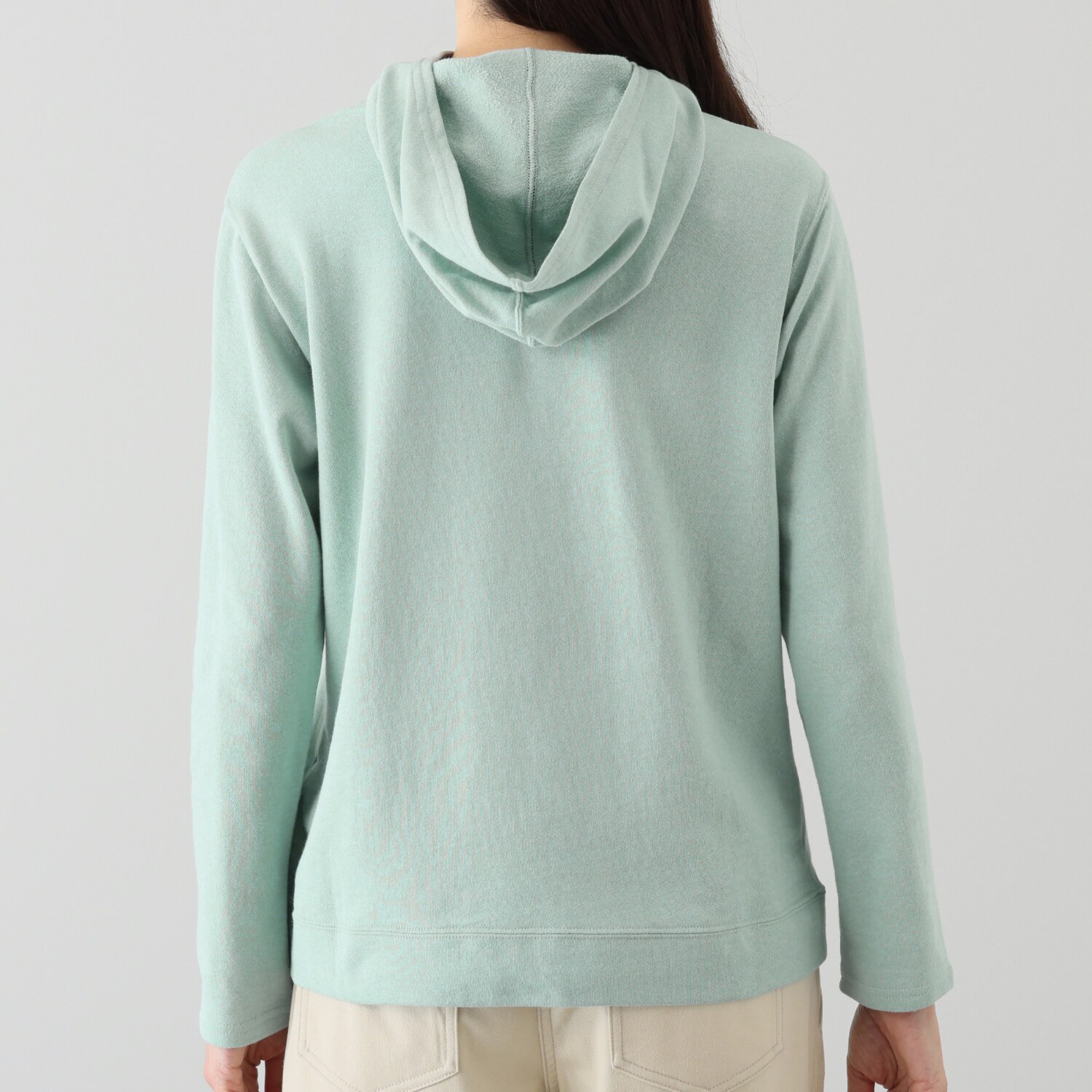 シャビージェンティール ガーゼ調裏毛 カンガルーポケット付 ひもなし フーディープルオーバー