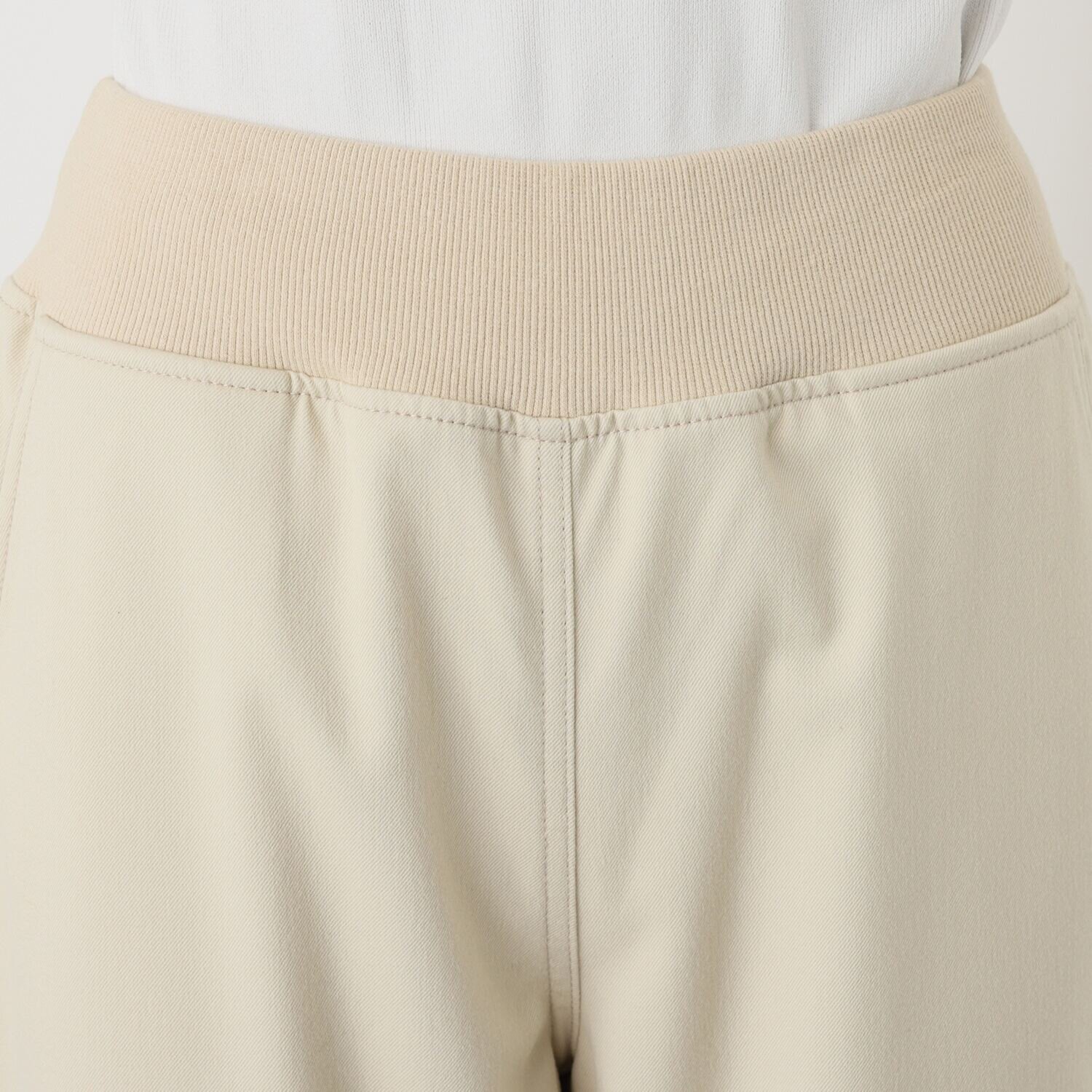 シャビージェンティール リブアクセント プルオン セミワイドパンツ