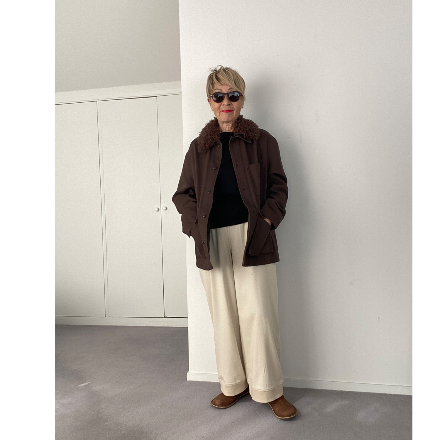 シャビージェンティール リブアクセント プルオン セミワイドパンツ