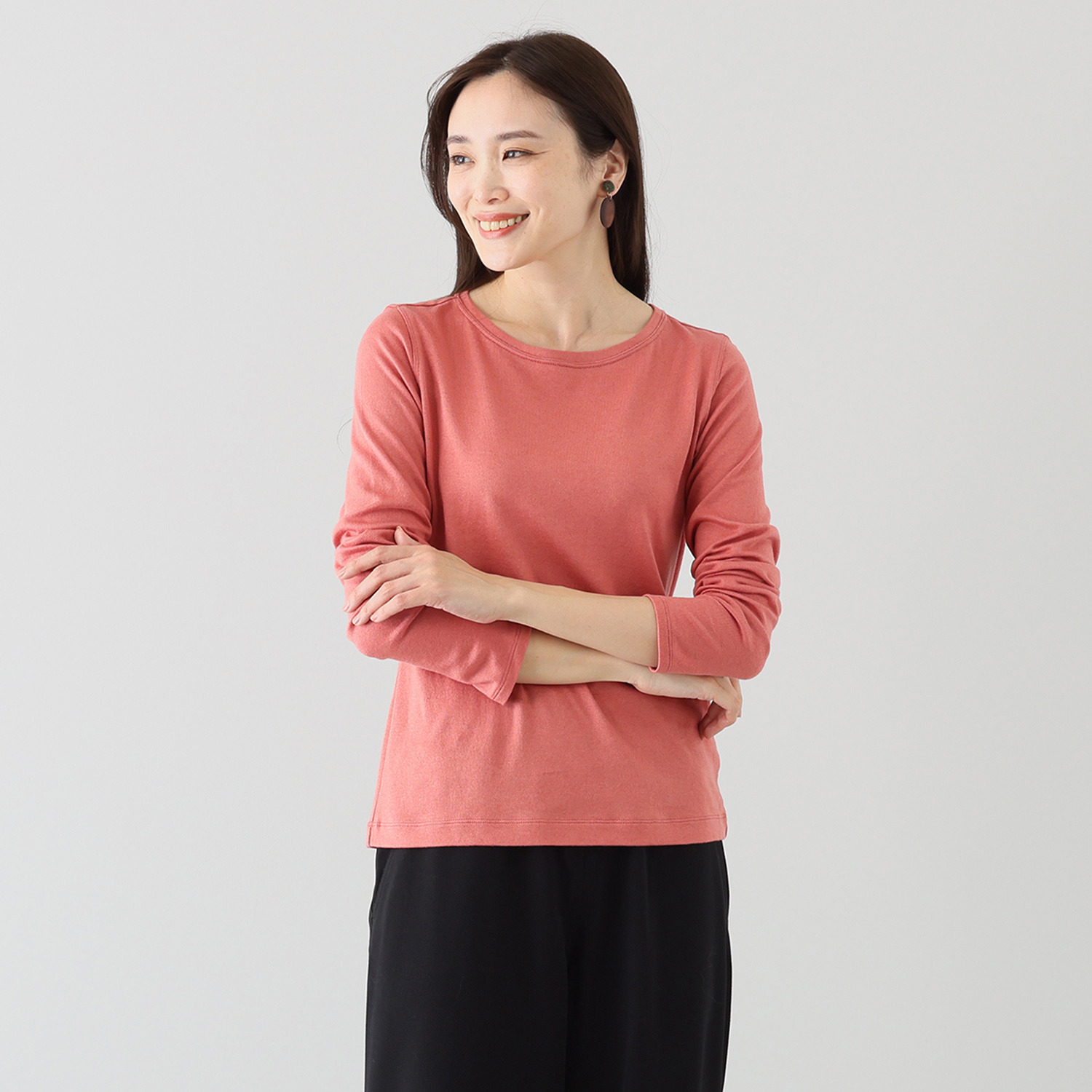 シャビージェンティール コットンカシミヤ ラウンドネック ベーシックプルオーバー