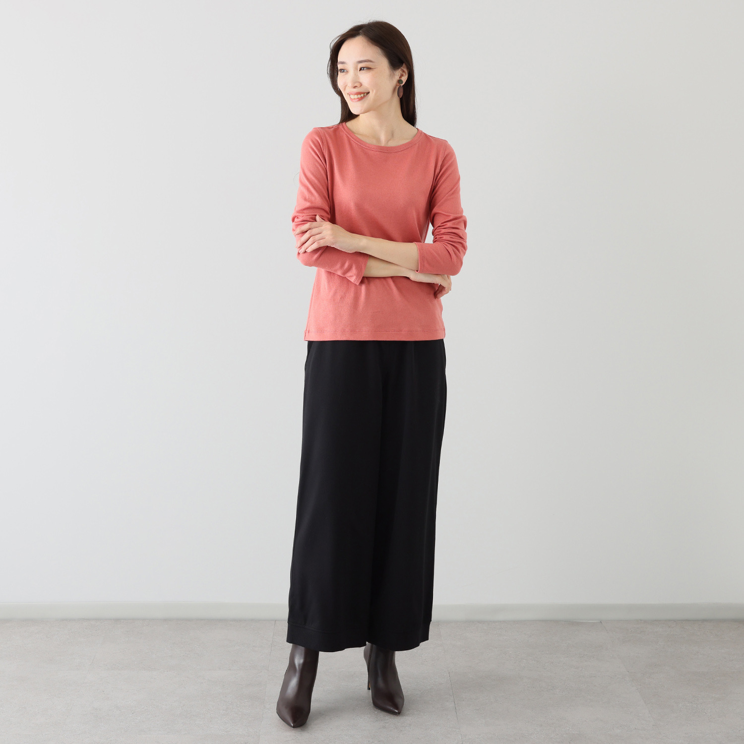 シャビージェンティール コットンカシミヤ ラウンドネック ベーシックプルオーバー