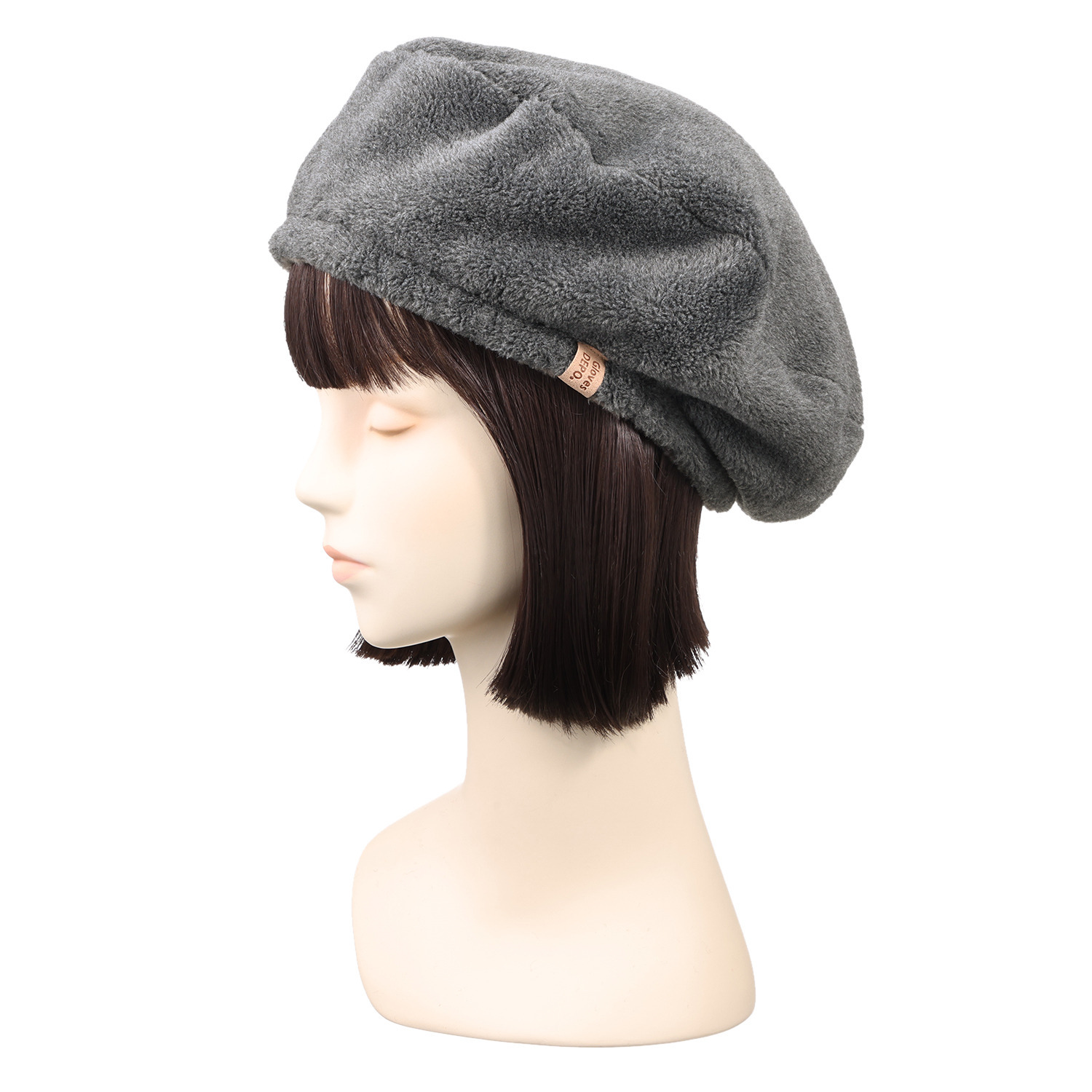 グローブデポ ストレッチベロア生地 指出る手袋とベレー帽＆ ショートマフラー ３点セット