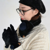 グローブデポ ストレッチベロア生地 指出る手袋とベレー帽＆ ショートマフラー ３点セット