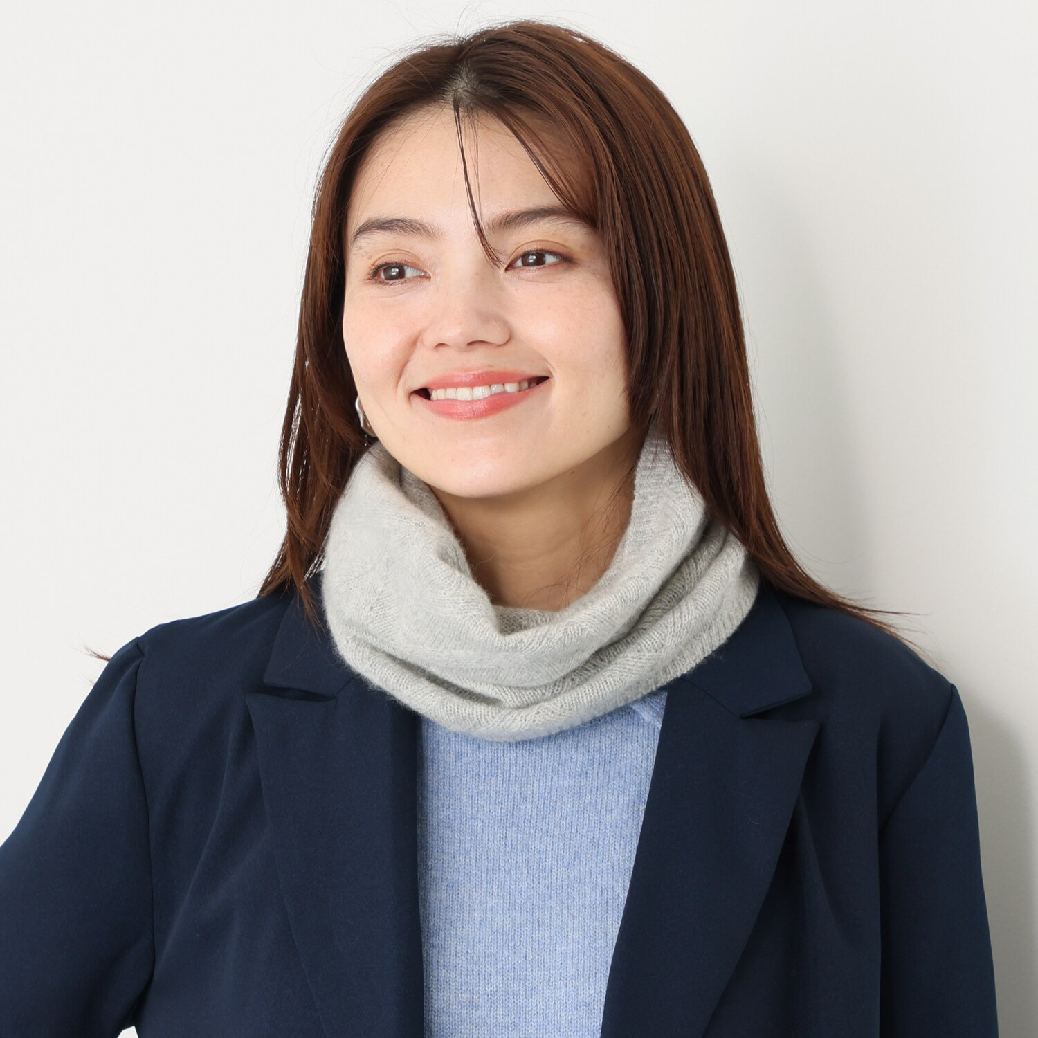 ティエドゥール 内モンゴル産 アルバスカシミヤ１００％ タック柄ふんわりスヌード