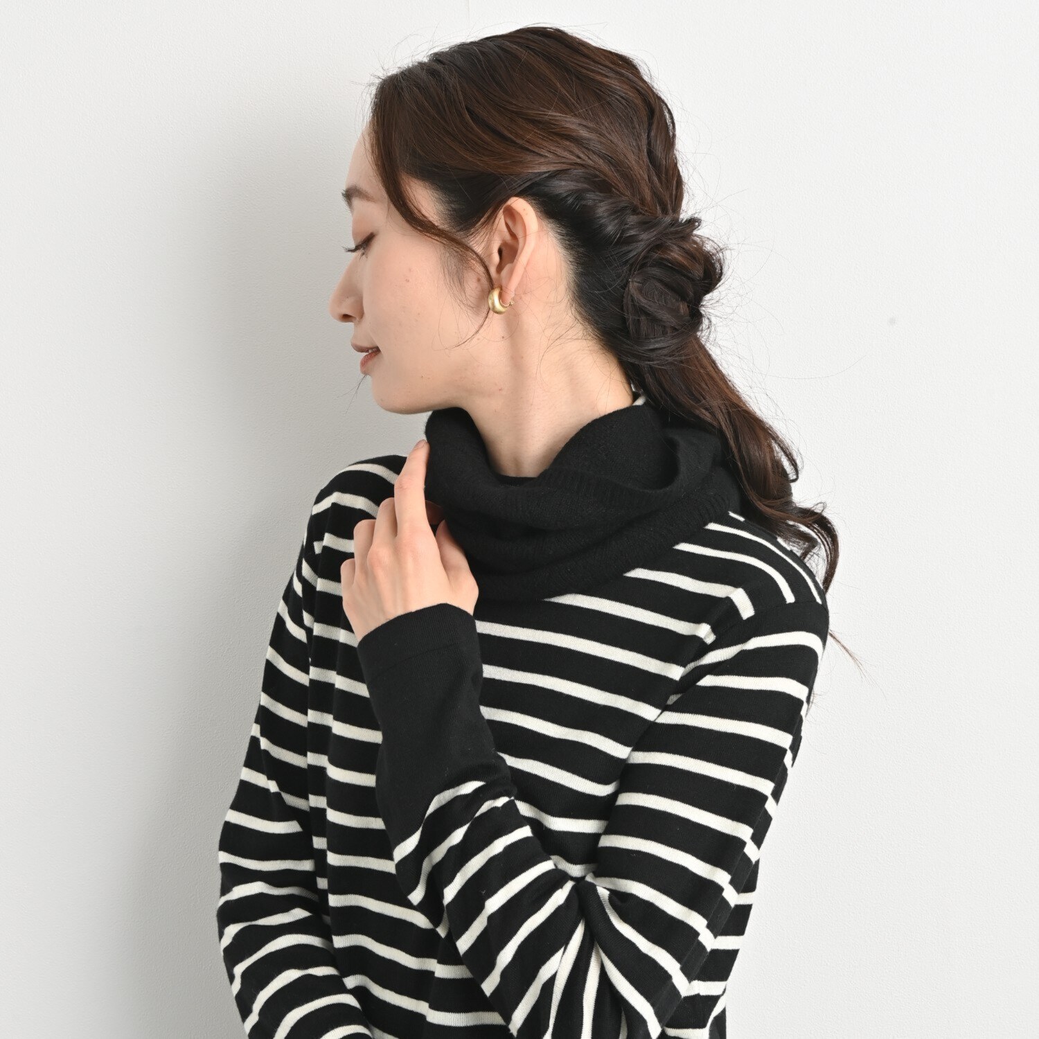 ティエドゥール 内モンゴル産 アルバスカシミヤ１００％ タック柄ふんわりスヌード