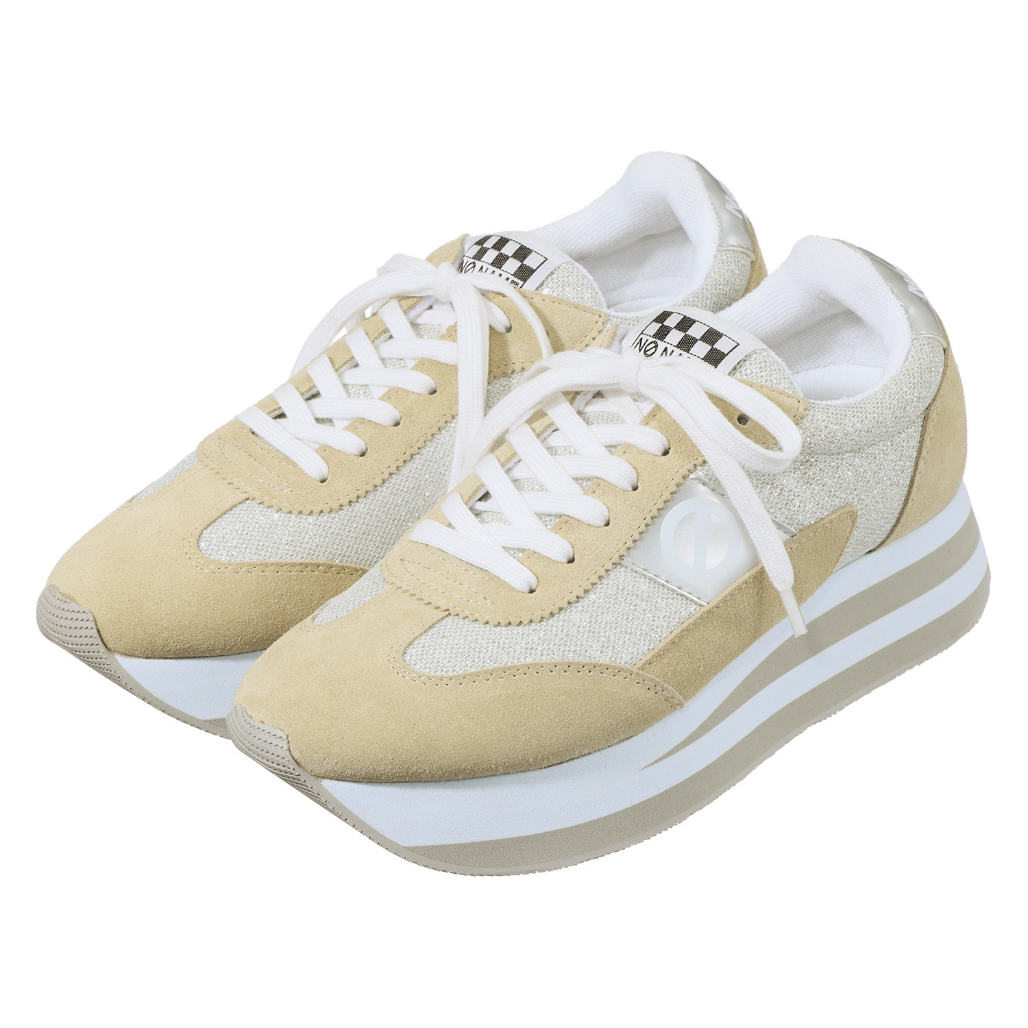 ノーネーム 牛革コンビ 軽量厚底スニーカー “フレックスジョガー”