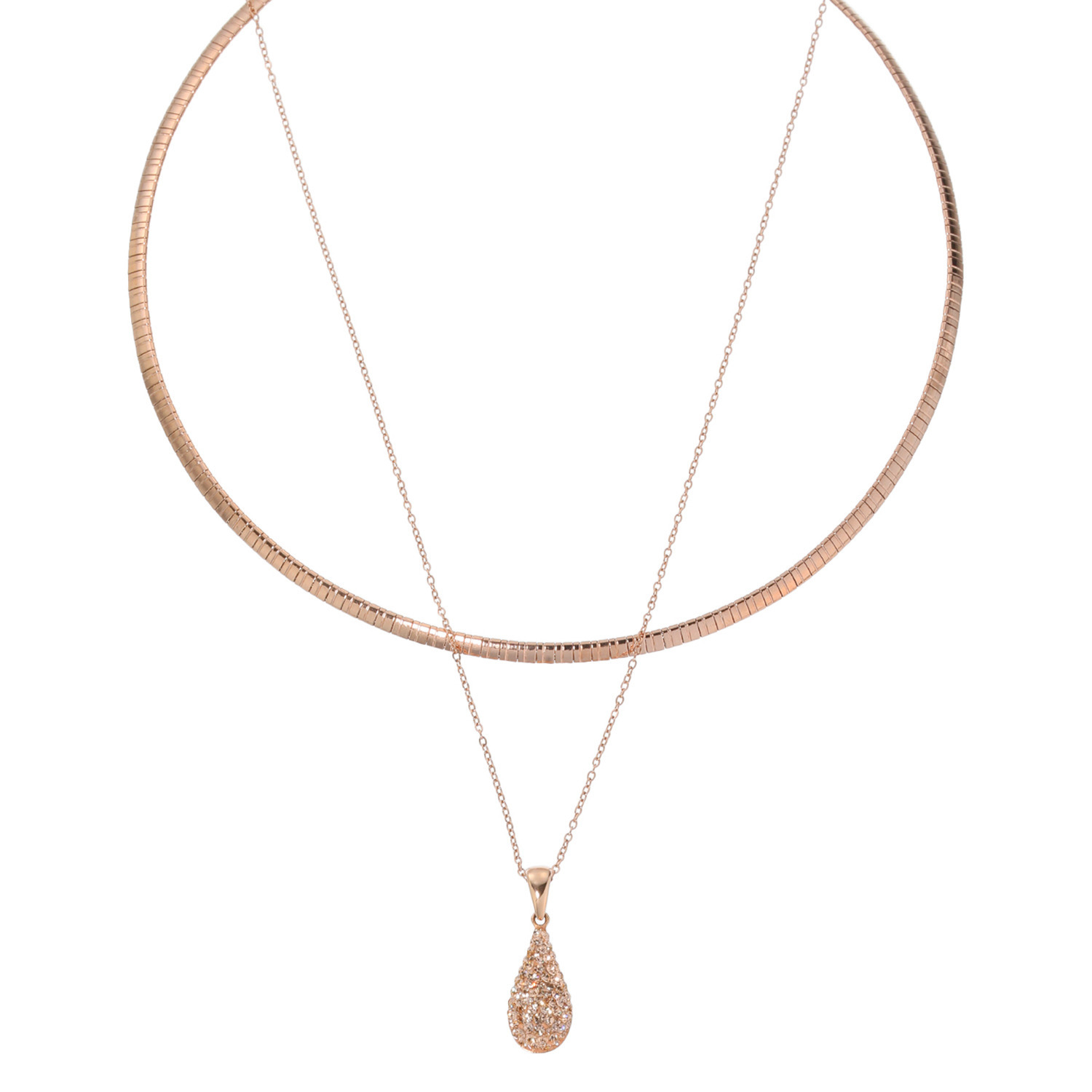 エービーステン ステンレス フェミニンチョーカー＆ ロングペンダント＆ マグネットアジャスター セット