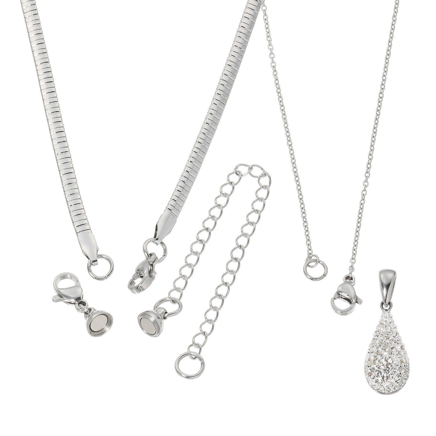 エービーステン ステンレス フェミニンチョーカー＆ ロングペンダント＆ マグネットアジャスター セット