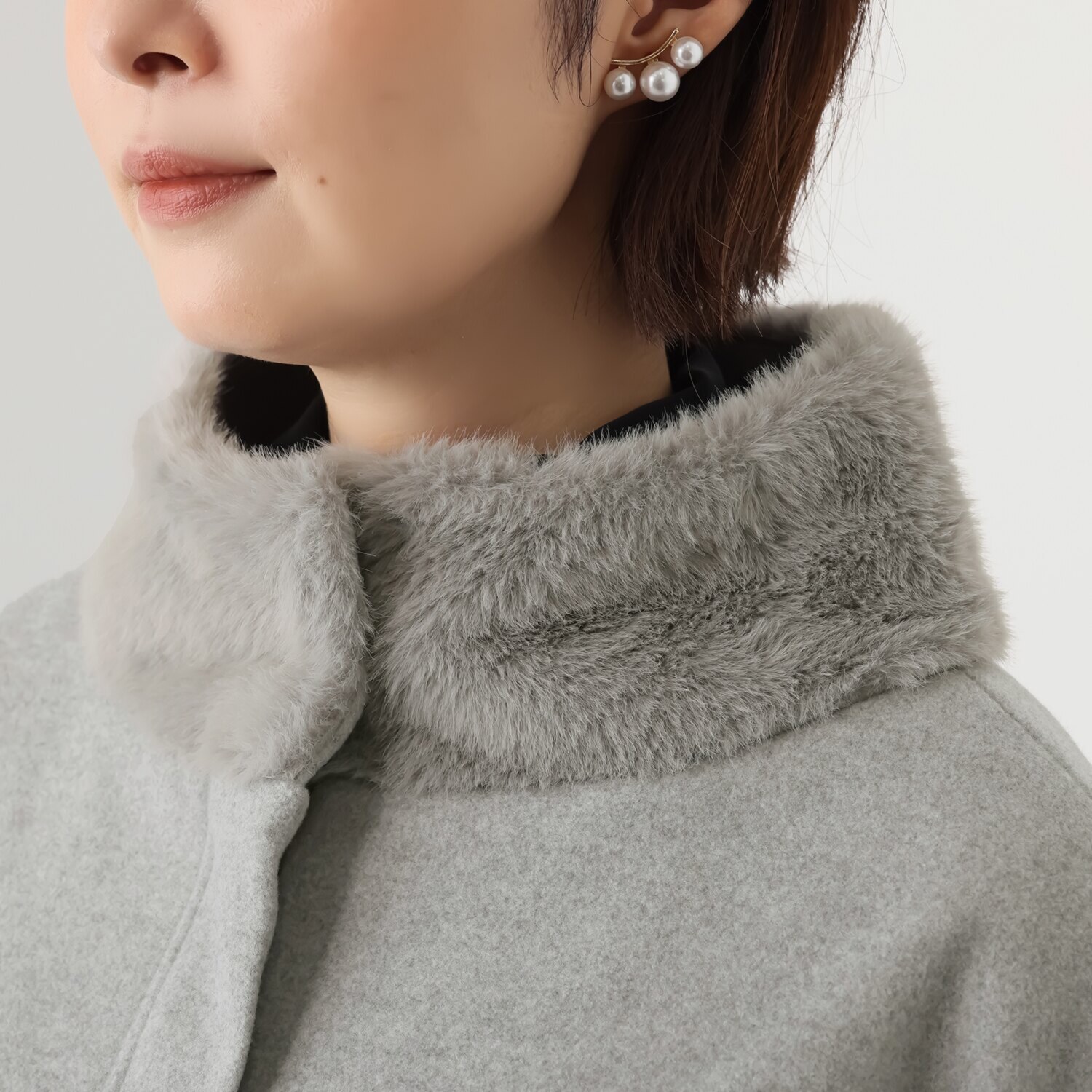 ラヴィーコンフォート ミンク調エコファー＆ ウールライクフラノＭＩＸ エレガントでガーリーな ジャケット