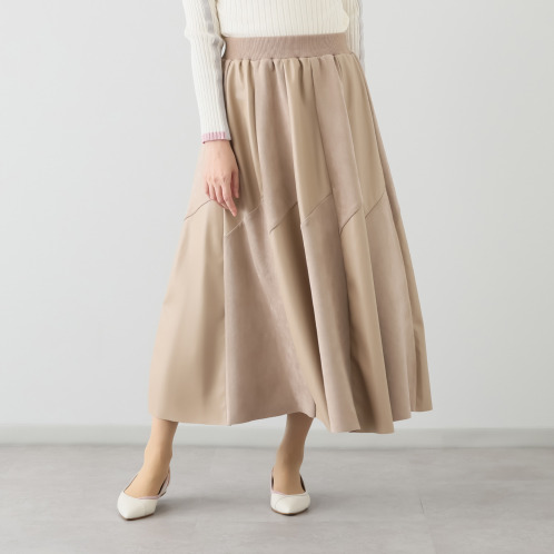 ラヴィーコンフォート 異素材MIX 12枚接ぎ 切り替えが美しい フレアースカート ラヴィーコンフォート 異素材MIX 12枚接ぎ 切り替えが美しい フレアースカート