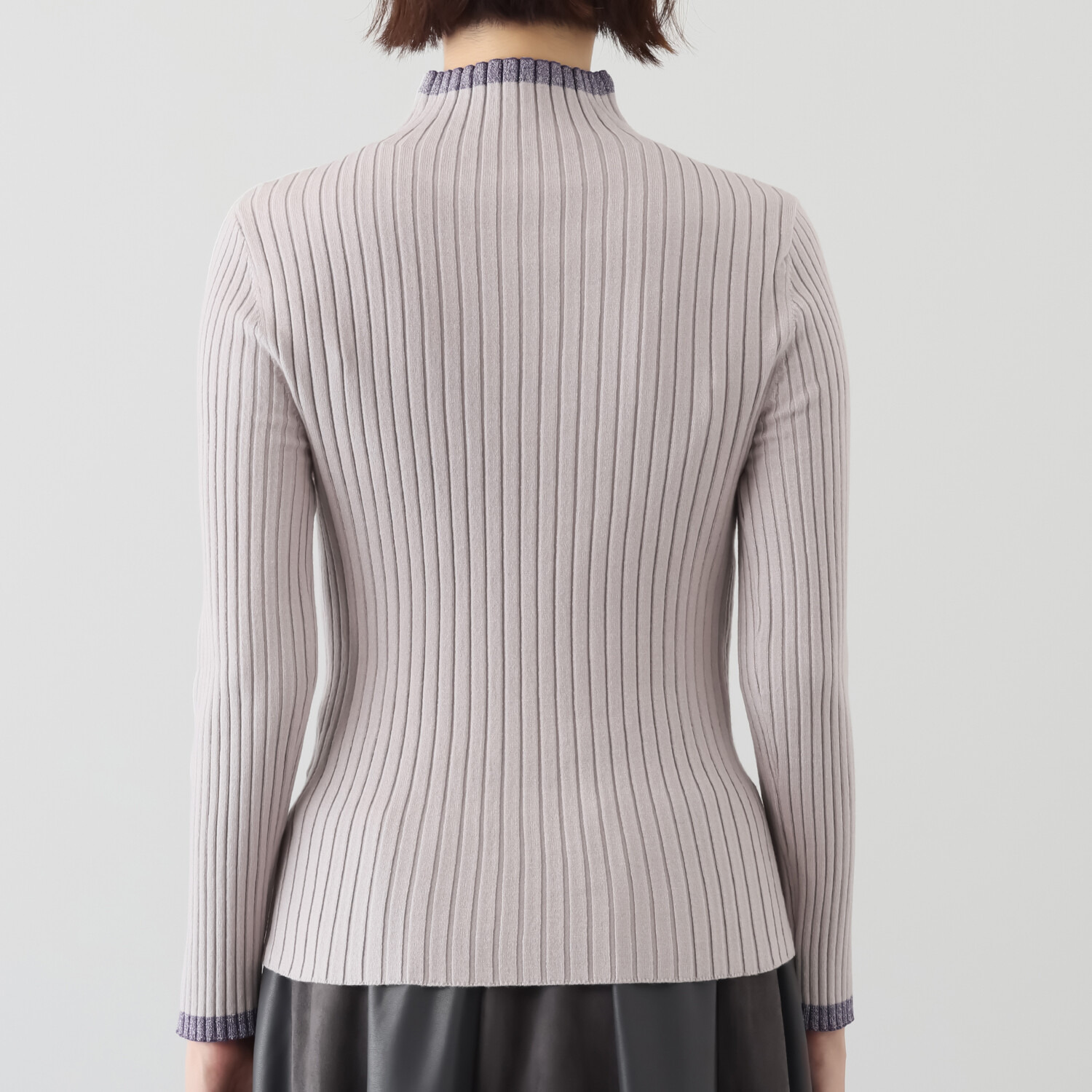 ラヴィーコンフォート 吸湿発熱 ラメ＆配色ポイント 冬の定番 リブニット ハイネックプルオーバー