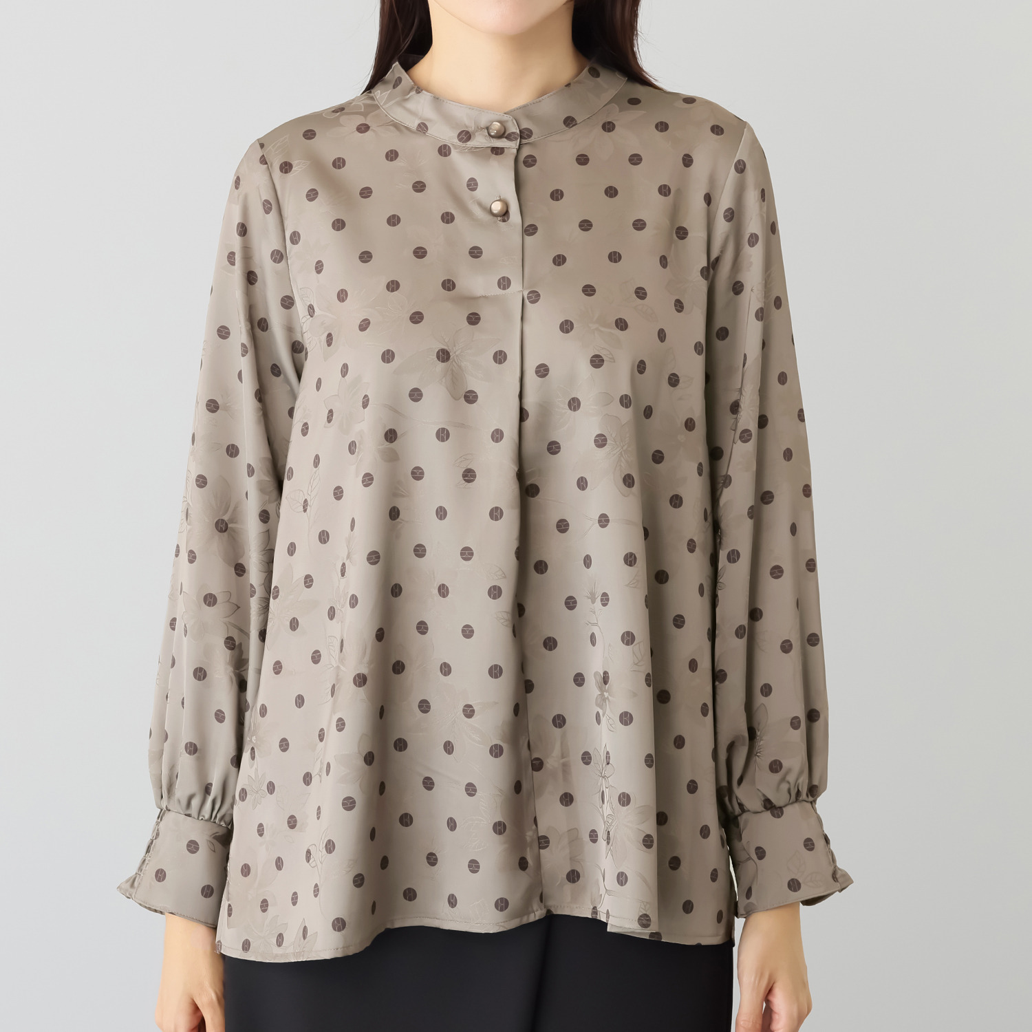 エル　ステュディオ 配色ボウタイ付 ブラウス