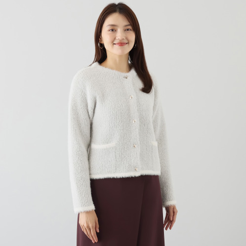 エル ステュディオ ノーカラーデザイン ニットジャケット エル ステュディオ ノーカラーデザイン ニットジャケット