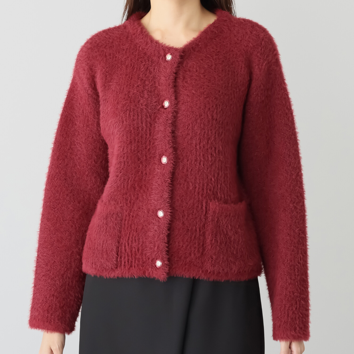 エル　ステュディオ ノーカラーデザイン ニットジャケット